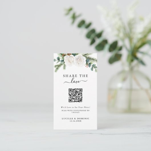 Carte D'accompagnement Boho Script Evergreen Wedding Share The Love (Debout devant)