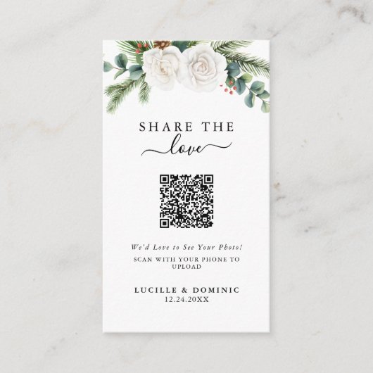 Carte D'accompagnement Boho Script Evergreen Wedding Share The Love (Devant)