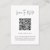 Carte D'accompagnement Boho Script Moderne Code QR Photo RSVP Mariage (Devant)