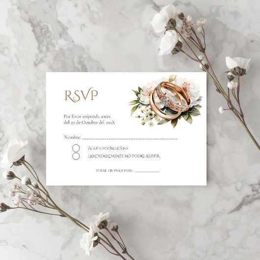 Carte D'accompagnement Boho Spanish Wedding RSVP Card
