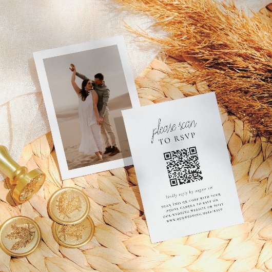 Carte D'accompagnement Boho Style & élégant QR Code photo mariage RSVP