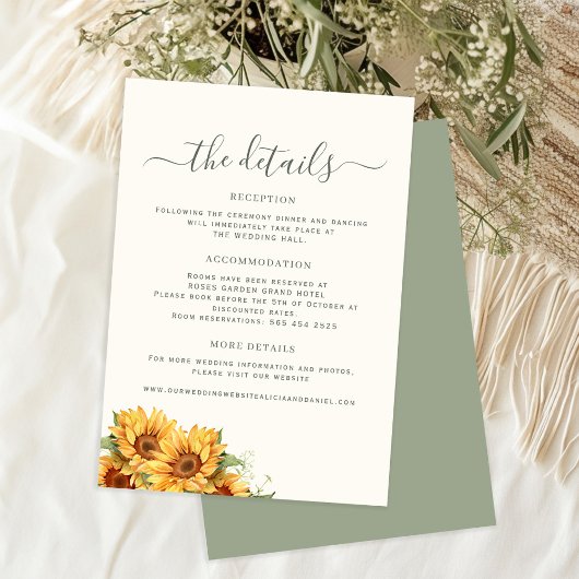 Carte D'accompagnement Boho summer floral garden wedding guest details
