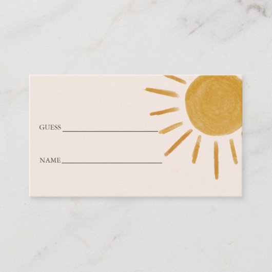 Carte D'accompagnement Boho Sun Baby shower Devine Combien (Devant)