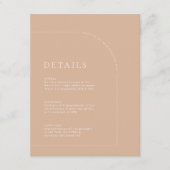 Carte D'accompagnement Boho Tan Arch moderne Détails du Mariage (Devant)
