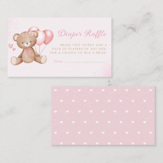 Carte D'accompagnement Boho Teddy Bear Baby shower rose Refus de couche (Devant / Derrière)
