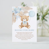 Carte D'accompagnement Boho Teddy Bear Blue Balloon Livres pour Baby Boy (Debout devant)