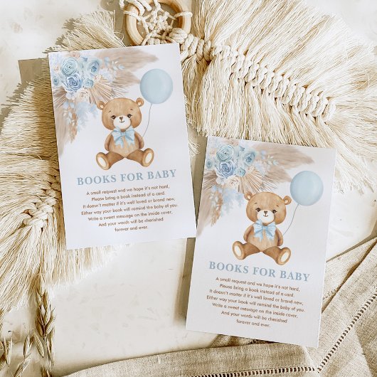 Carte D'accompagnement Boho Teddy Bear Blue Balloon Livres pour Baby Boy