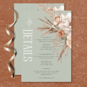 Carte D'accompagnement Boho Terracotta Abricot & Crème Floral Détails Ver