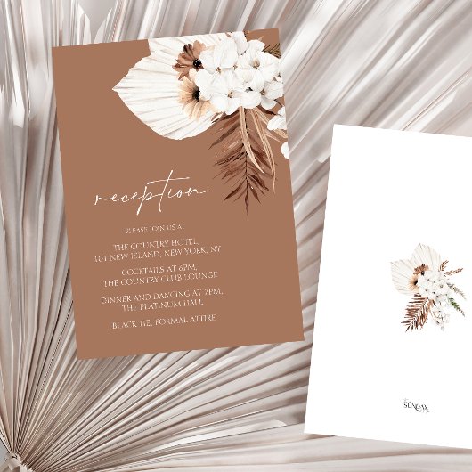 Carte D'accompagnement Boho Terracotta Brown Floral Mariage Réception