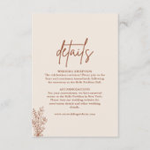 Carte D'accompagnement Boho Terracotta Burnt Orange Détails Mariage (Devant)