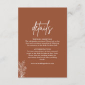 Carte D'accompagnement Boho Terracotta Burnt Orange Détails Mariage (Devant)