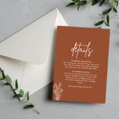 Carte D'accompagnement Boho Terracotta Burnt Orange Détails Mariage