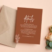 Carte D'accompagnement Boho Terracotta Burnt Orange Détails Mariage