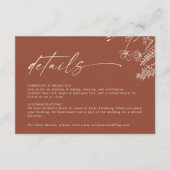 Carte D'accompagnement Boho Terracotta Burnt Orange Details Wedding (Devant)