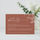 Carte D'accompagnement Boho Terracotta Burnt Orange Details Wedding (Debout devant)