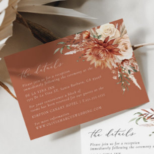Carte D'accompagnement Boho Terracotta Dahlia Floral Mariage élégant