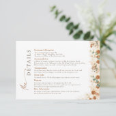 Carte D'accompagnement Boho Terracotta Floral Détails du Mariage (Debout devant)
