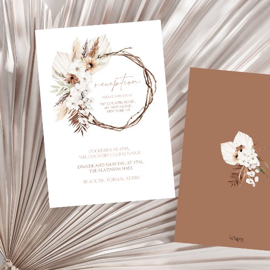 Carte D'accompagnement Boho Terracotta Floral Wreath Réception de mariage