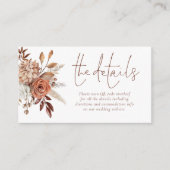 Carte D'accompagnement Boho Terracotta Florals QR Code Détails du Mariage (Devant)
