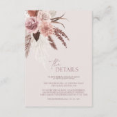 Carte D'accompagnement Boho Terracotta Mariage floral neutre séché (Devant)