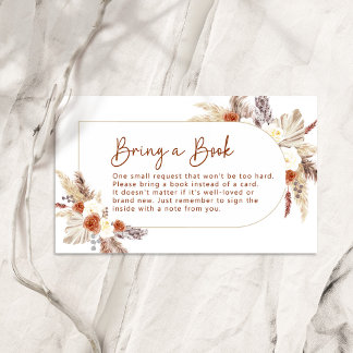 Carte D'accompagnement Boho Terracotta Pampas Grass Apporter un livre