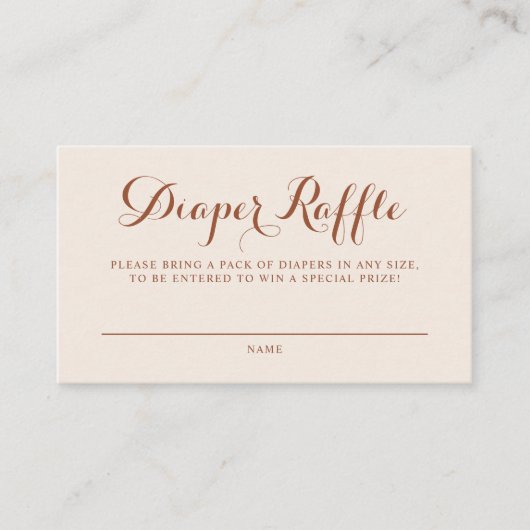 Carte D'accompagnement Boho Terracotta Script Baby shower Déchets Raffle (Devant)