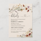 Carte D'accompagnement Boho Tiny Fleur sauvage Détails du Mariage (Devant)