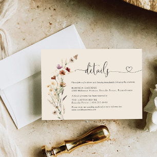 Carte D'accompagnement Boho Tiny Fleur sauvage Détails du Mariage