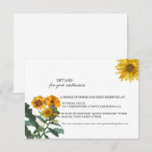 Carte D'accompagnement BOHO tournesol jaune fleur sauvage détails mariage (Devant / Derrière)