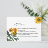 Carte D'accompagnement BOHO tournesol jaune fleur sauvage détails mariage (Debout devant)