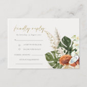 Carte D'accompagnement Boho Tropical Coconuts Orchidées Palm Wedding RSVP (Devant)