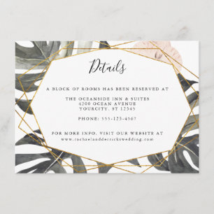Carte D'accompagnement Boho Tropical Floral Détails du Mariage géométriqu