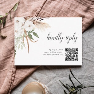 Carte D'accompagnement Boho verdure Herbe de Pampa Mariage RSVP en ligne
