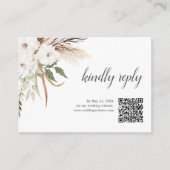 Carte D'accompagnement Boho verdure Herbe de Pampa Mariage RSVP en ligne (Devant)