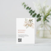Carte D'accompagnement Boho verdure pampas herbe code QR site mariage (Debout devant)