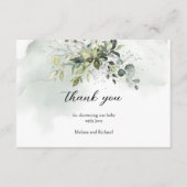 Carte D'accompagnement Boho vert feuillage or lettres Merci (Devant)