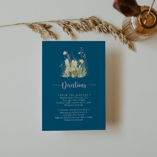 Carte D'accompagnement Boho vert Fleur sauvage Marine Mariage Directions