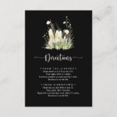 Carte D'accompagnement Boho vert Fleur sauvage noir Mariage directions (Devant)