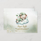 Carte D'accompagnement Boho Vert Sleeping Teddy Bear mignon Baby shower (Devant / Derrière)