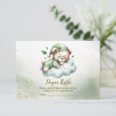 Carte D'accompagnement Boho Vert Sleeping Teddy Bear mignon Baby shower (Debout devant)