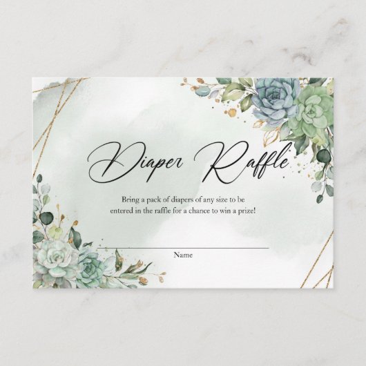 Carte D'accompagnement Boho vert succulent eucalyptus feuillage or (Devant)