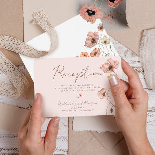 Carte D'accompagnement Boho Watercolor Islande Poppy Fleurs Réception