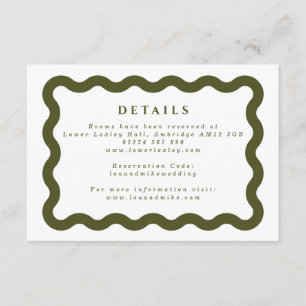 Carte D'accompagnement Boho Wavy Frame Green & White Mariage Détails