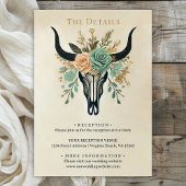 Carte D'accompagnement Boho Western Floral Bull Cow Skull Détails du Mari