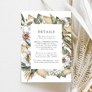 Carte D'accompagnement Boho White Floral & Greenery Détails du Mariage