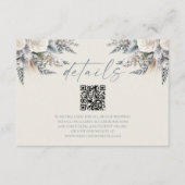 Carte D'accompagnement Boho White Rose Floral QR Code Détails du Mariage (Devant)