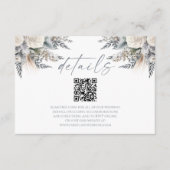 Carte D'accompagnement Boho White Rose Floral QR Code Détails du Mariage (Devant)