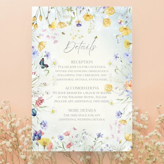Carte D'accompagnement Boho Wildflower Rustique mariage vert