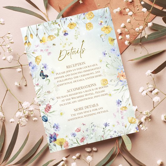 Carte D'accompagnement Boho Wildflower Rustique mariage vert