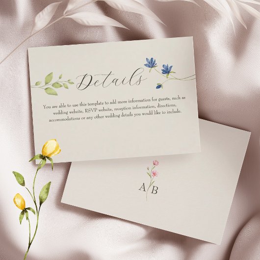 Carte D'accompagnement Boho Wildflower Wedding Details